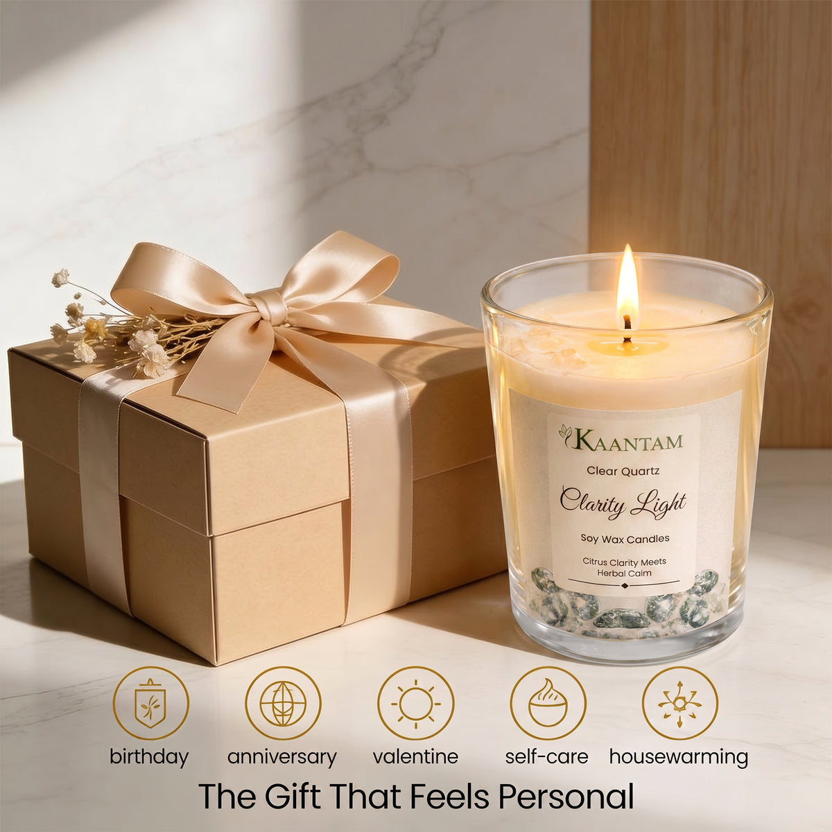 Clear quartz luxury candle gift for special occasions