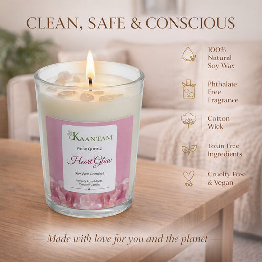 Rose Quartz Crystal Soy Candle