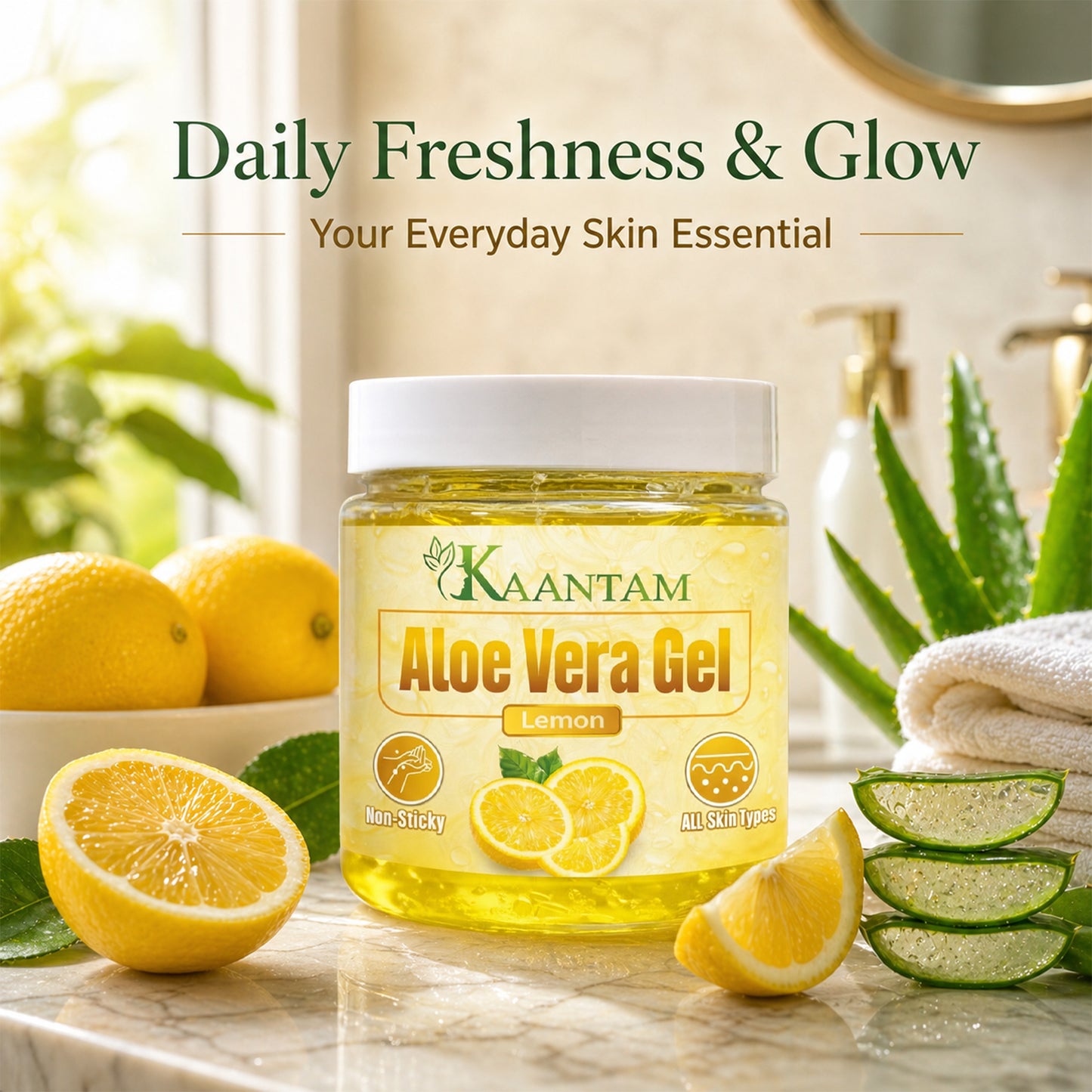 Aloe Vera Gel with Lemon – For Oily Skin, Pimples & Dark Spots