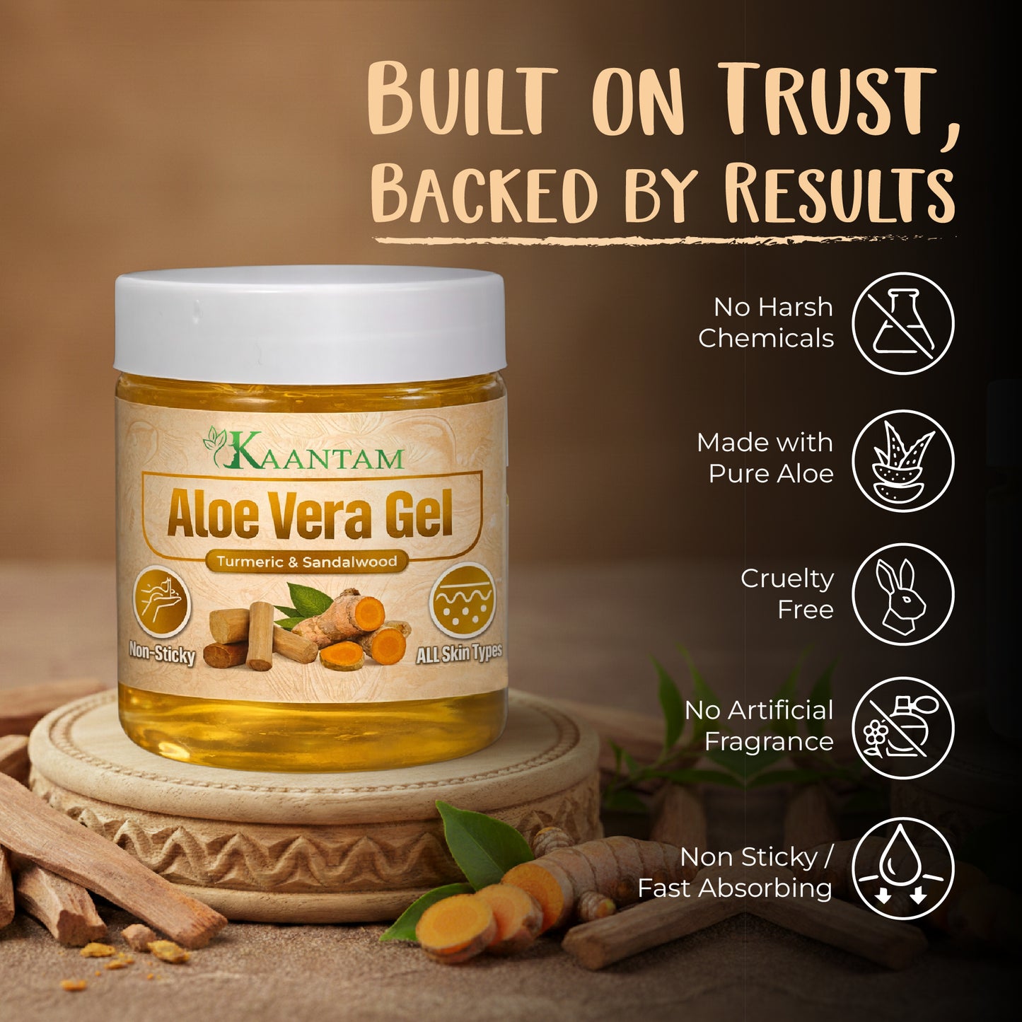 Aloe Vera Gel with Turmeric & Sandalwood – For Pimples, Marks & Clear Skin