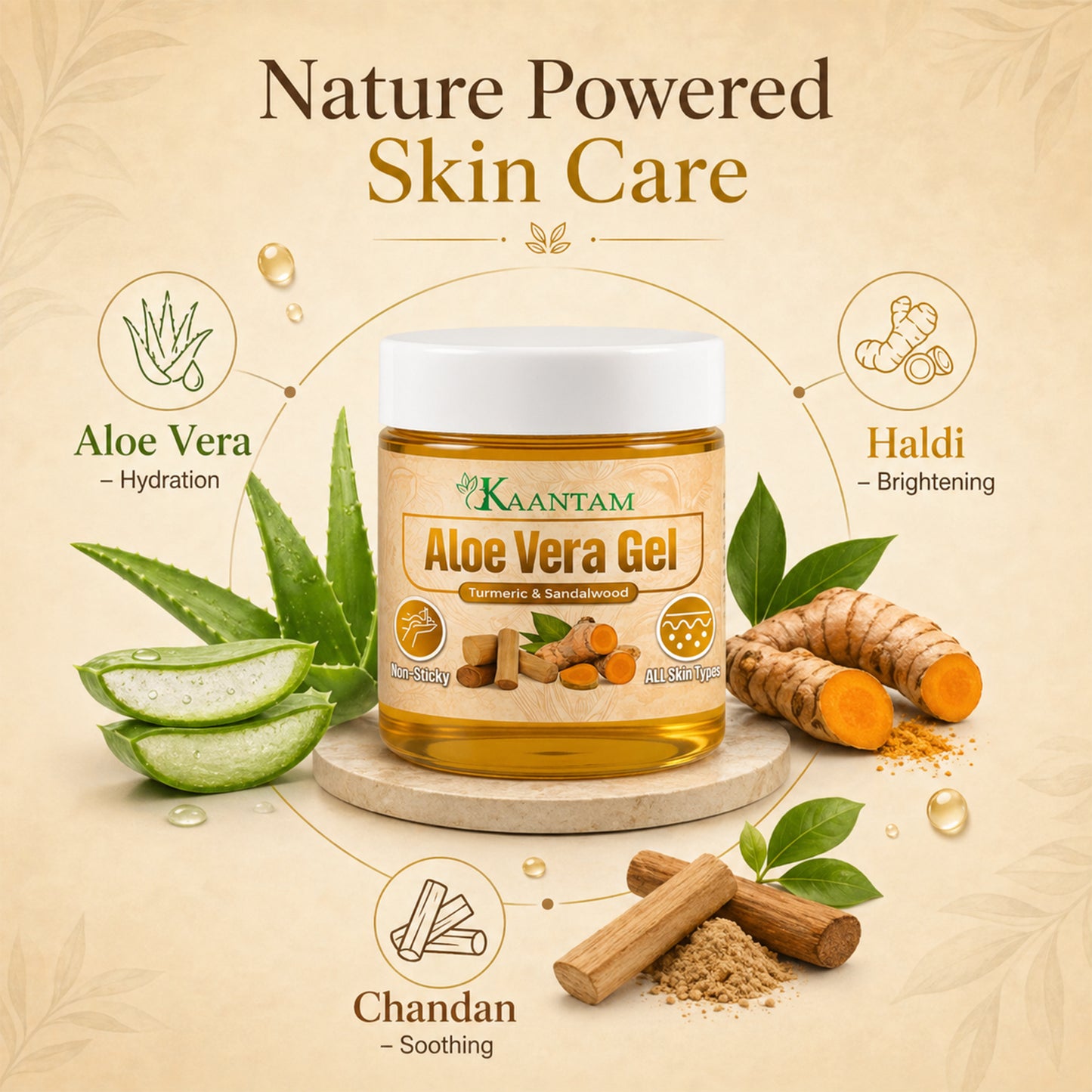 Aloe Vera Gel with Turmeric & Sandalwood – For Pimples, Marks & Clear Skin