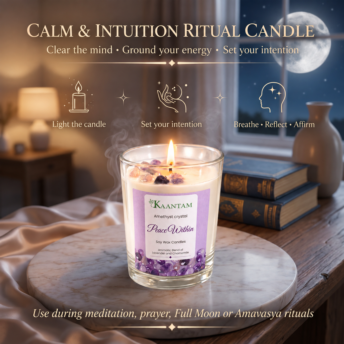 Peace Within | Amethyst Crystal Soy Candle