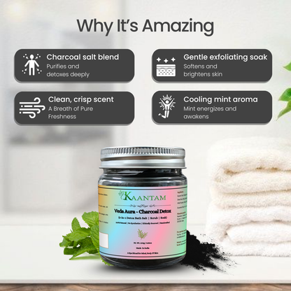 Charcoal Detox Bath Salt for Body Acne, Deep Cleansing and Oil Control | Kaantam