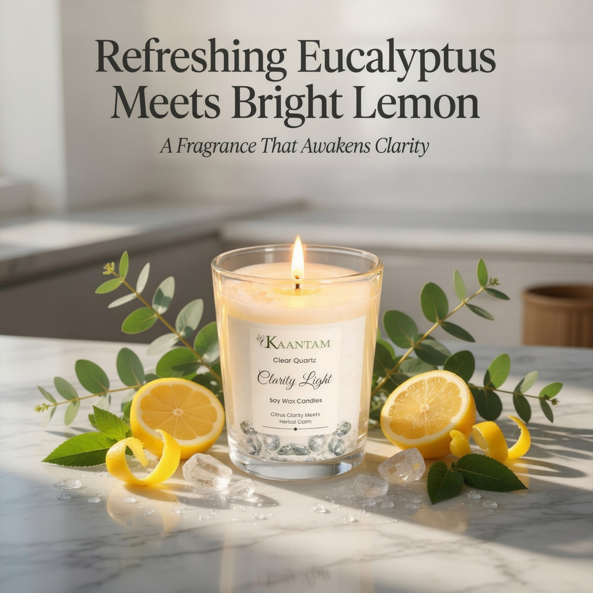 Clarity Light | Clear Quartz Crystal Soy Candle