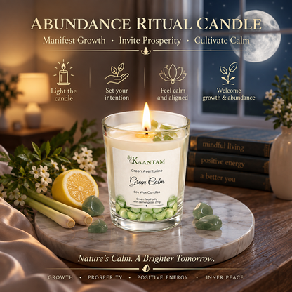 Green Calm | Green Aventurine Crystal Soy Candle