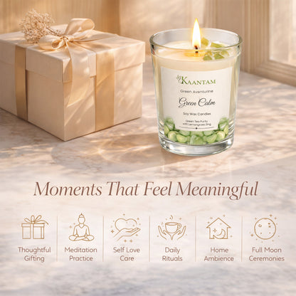 Green Calm | Green Aventurine Crystal Soy Candle