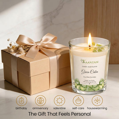 Green Calm | Green Aventurine Crystal Soy Candle