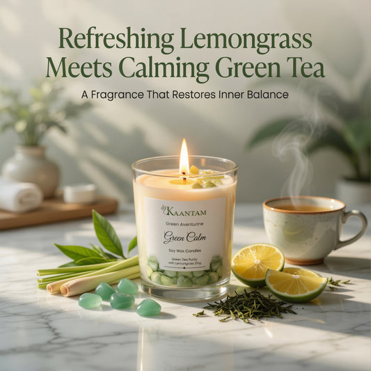 Green Calm | Green Aventurine Crystal Soy Candle