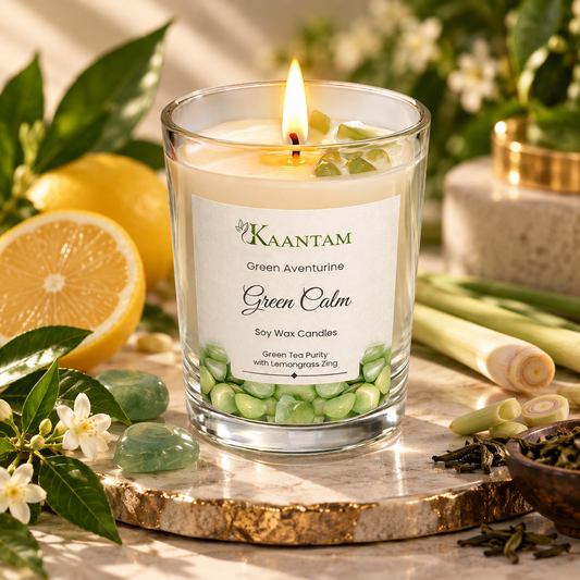 Green Calm | Green Aventurine Crystal Soy Candle