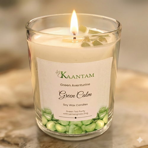 Green Calm | Green Aventurine Crystal Soy Candle