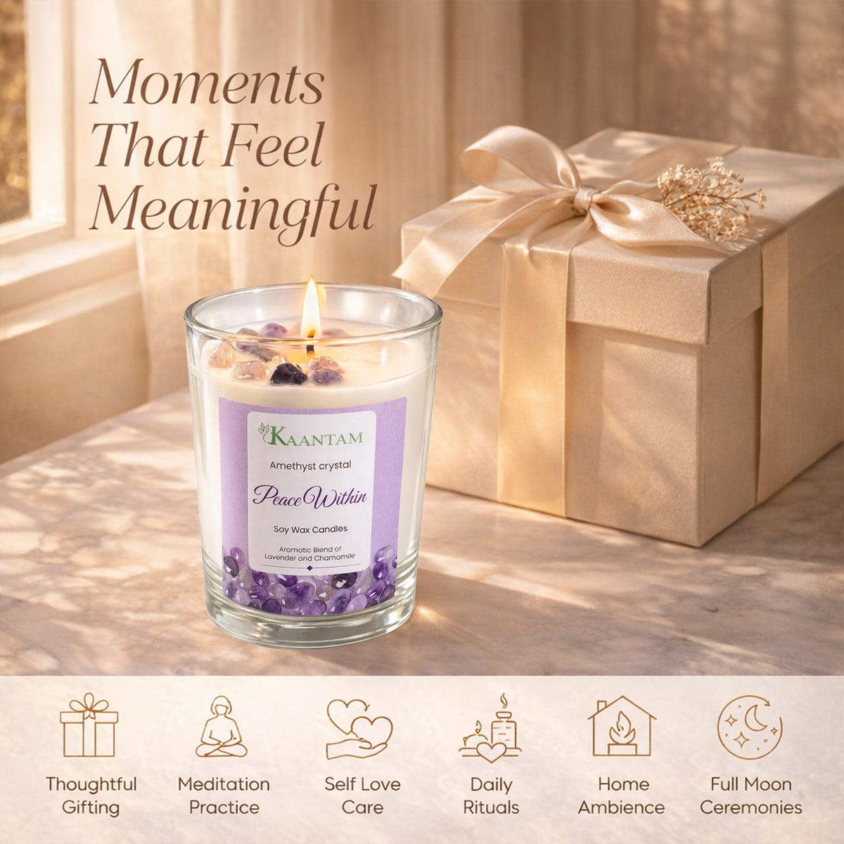 Peace Within | Amethyst Crystal Soy Candle