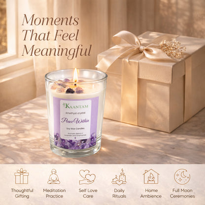 Peace Within | Amethyst Crystal Soy Candle