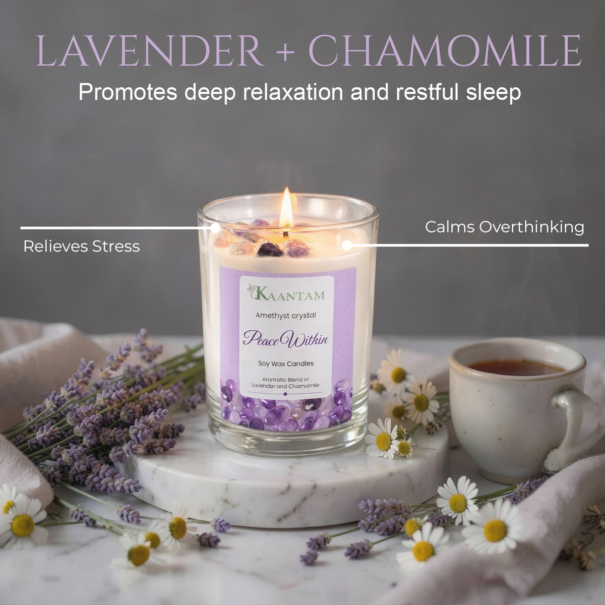 Peace Within | Amethyst Crystal Soy Candle