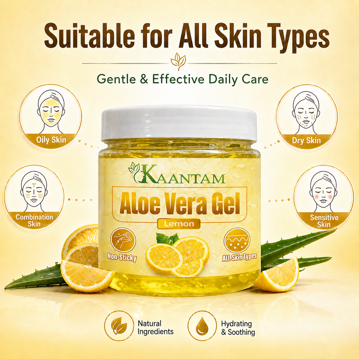 Aloe Vera Gel with Lemon – For Oily Skin, Pimples & Dark Spots