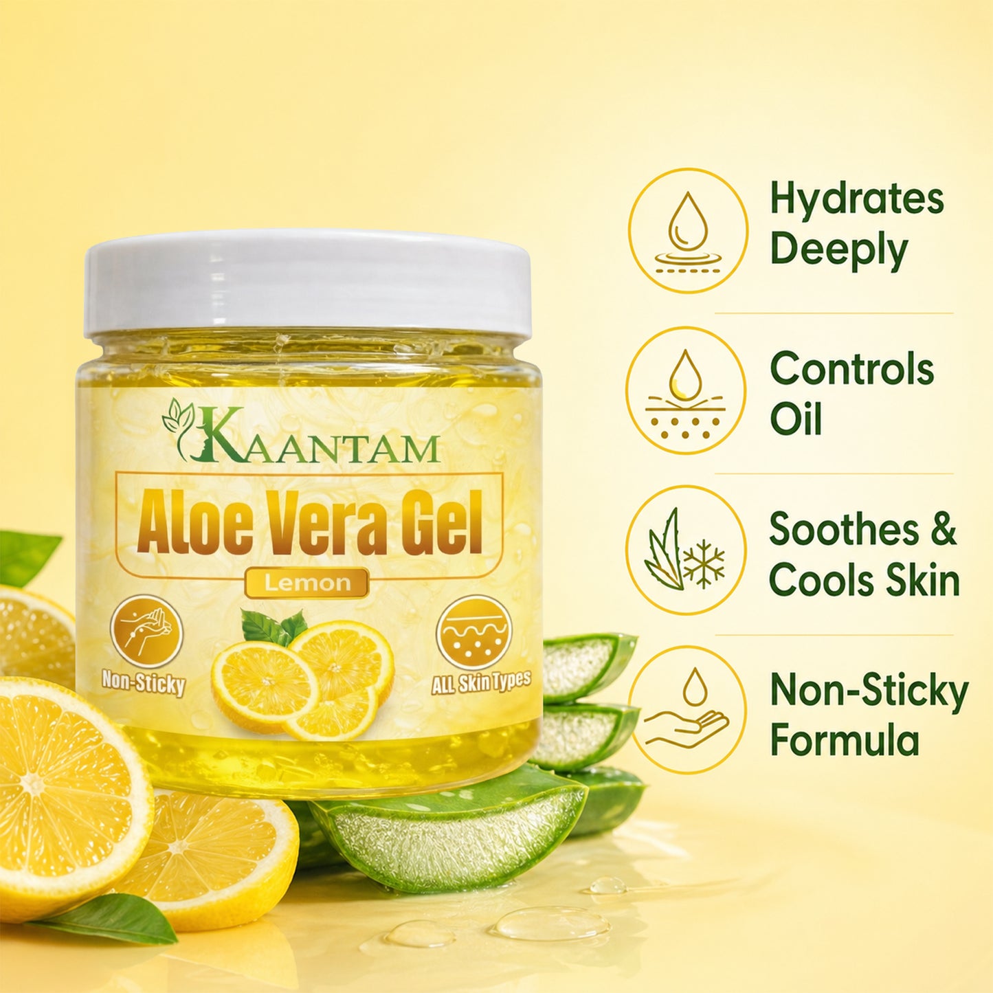 Aloe Vera Gel with Lemon – For Oily Skin, Pimples & Dark Spots