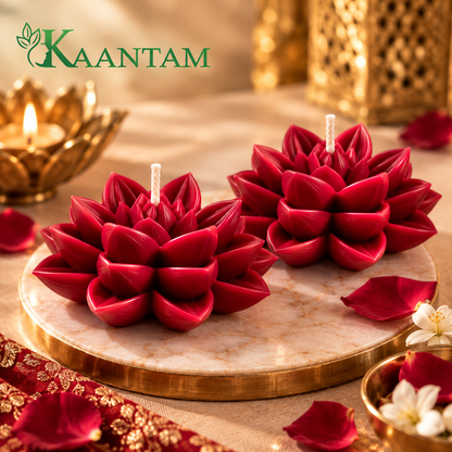 Ruby Red Lotus Candle — Pack of 2
