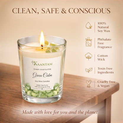 Green Calm | Green Aventurine Crystal Soy Candle