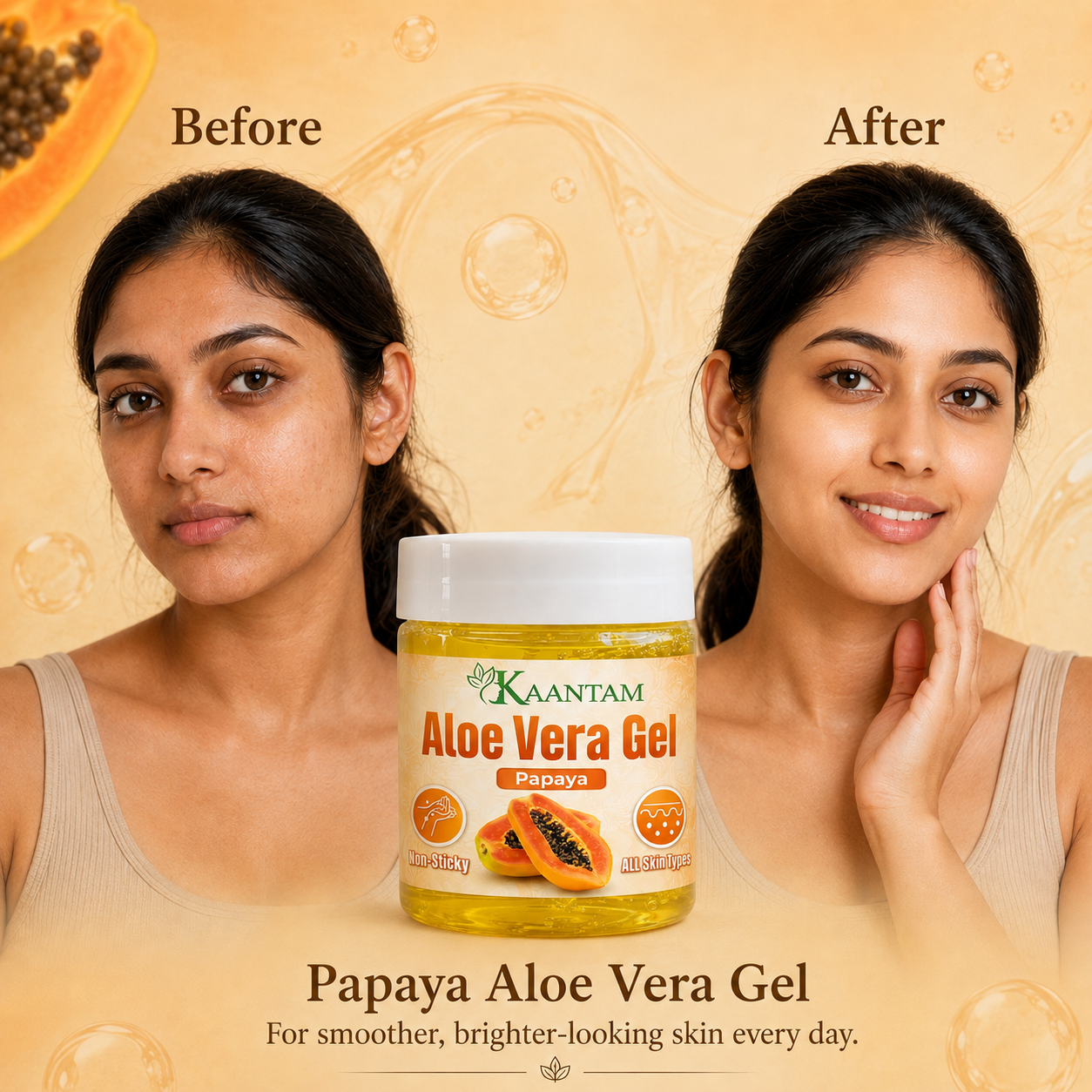 Aloe Vera Gel with Papaya – Tan Removal & Skin Brightening