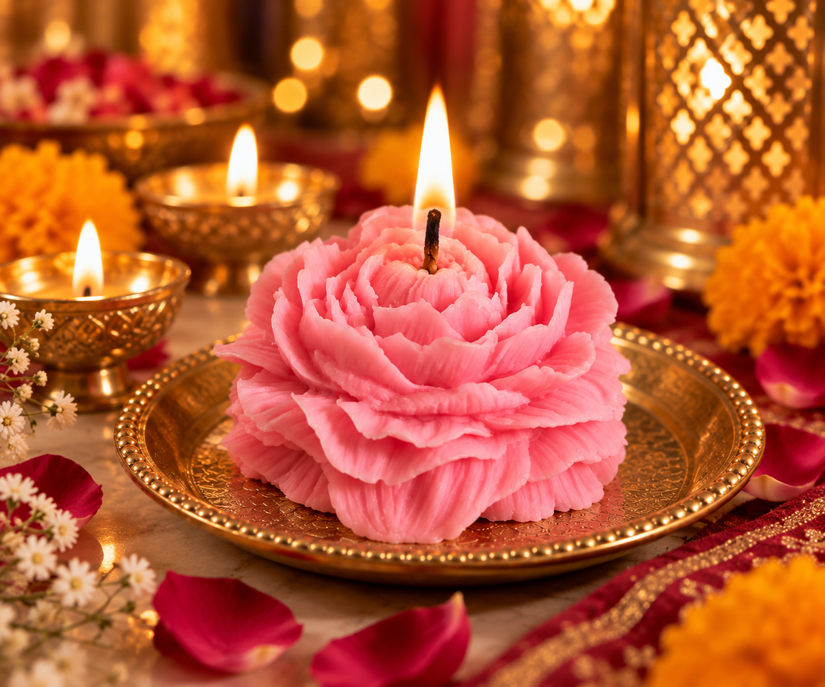 Peony Flower Candles Pack of 2