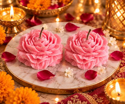 Peony Flower Candles Pack of 2