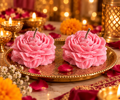 Peony Flower Candles Pack of 2