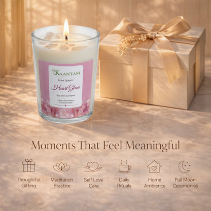 Heart Glow | Rose Quartz Crystal Soy Candle