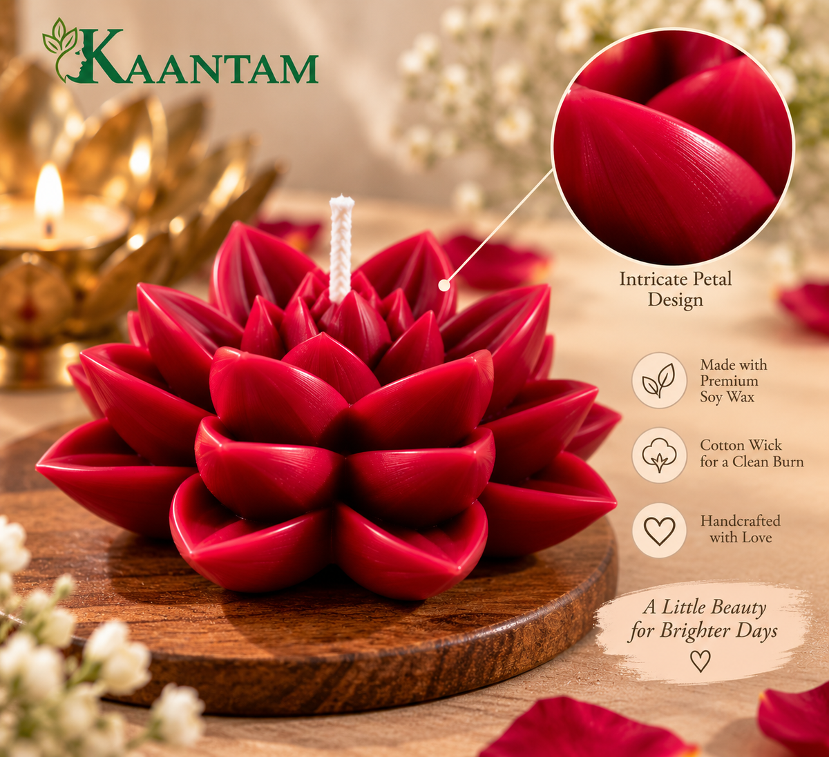 Ruby Red Lotus Candle — Pack of 2