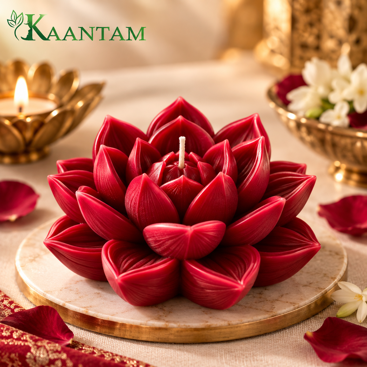 Ruby Red Lotus Candle — Pack of 2