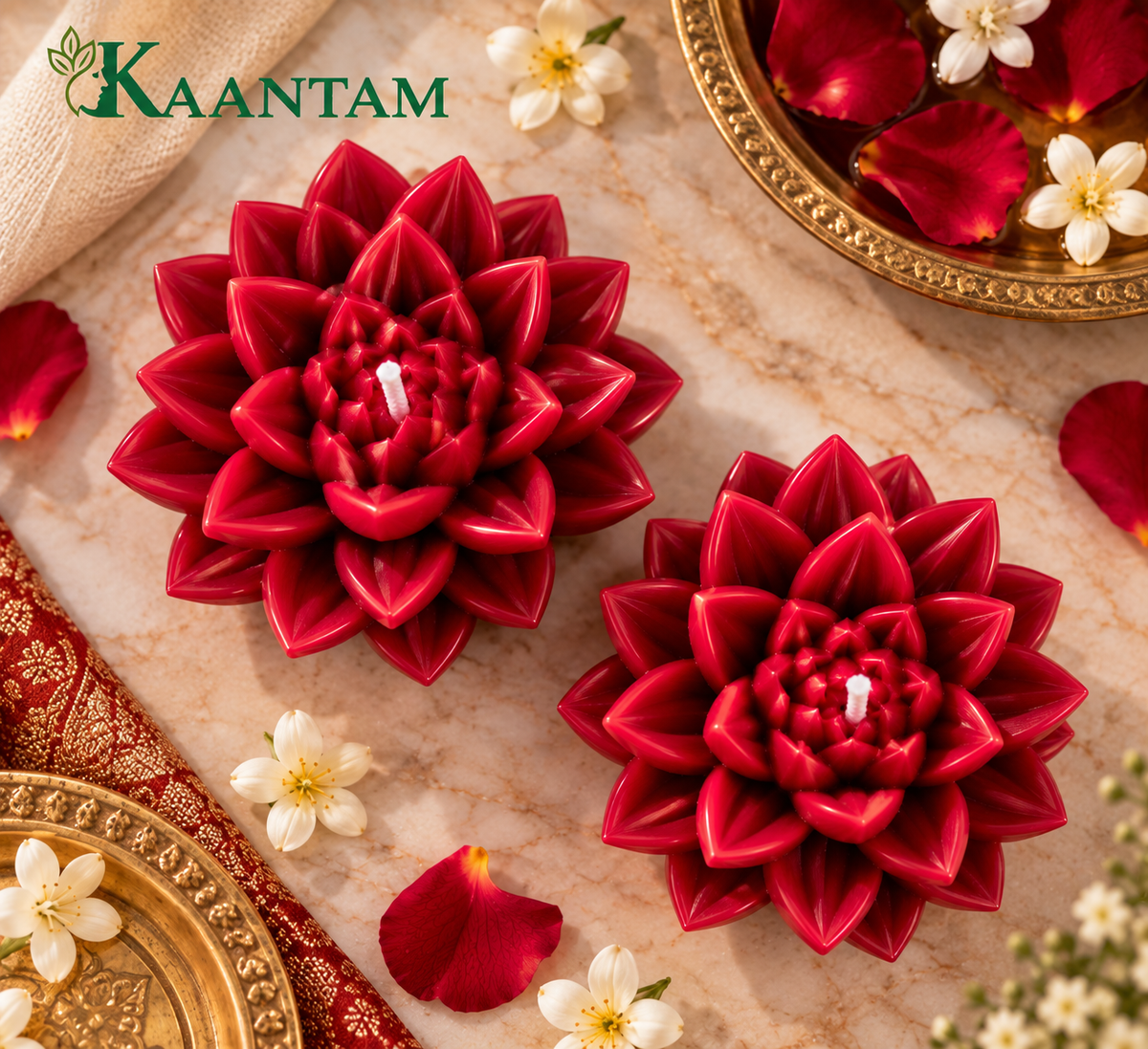 Ruby Red Lotus Candle — Pack of 2