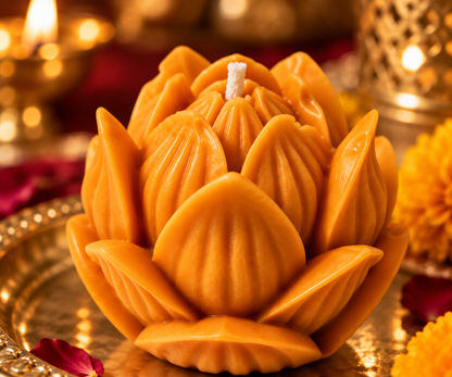 Saffron Lotus Bud Candles Pack of 2