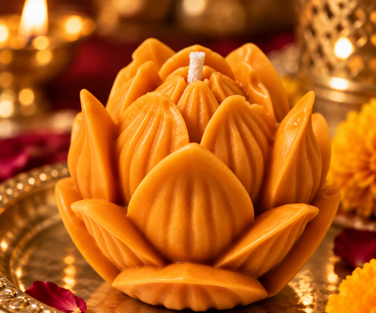Saffron Lotus Bud Candles Pack of 2